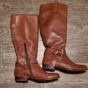 Frye Melissa Knotted Tall Brown Leather Boots Womens Size 7
